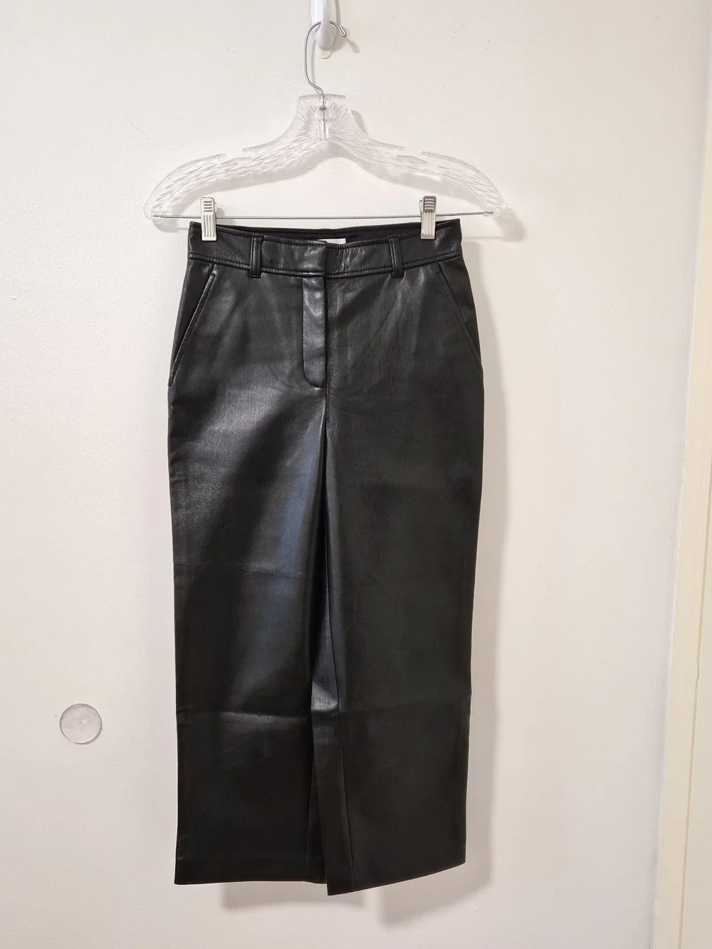 Aritzia Black Faux Leather Straight-Leg Jeans